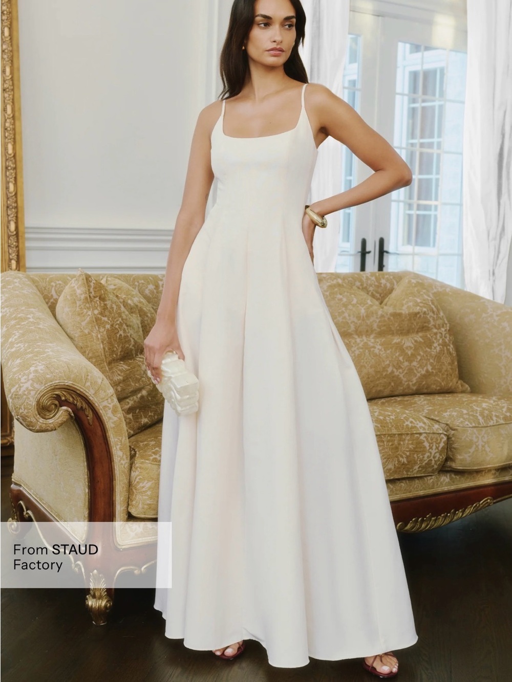 O.P.T and Cream Square-Neck Maxi Dress